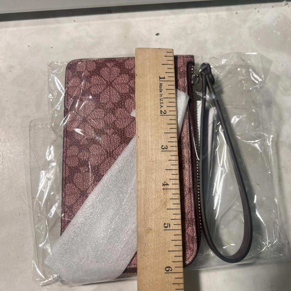 Kate Spade Lucy Small  L Zip Wristlet Spade Logo Grenache Wallet KH614 - Picture 6 of 7